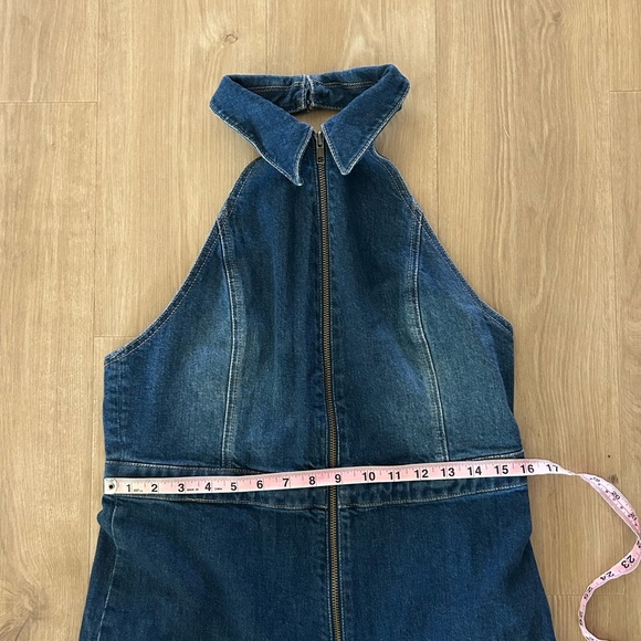 Alice + Olivia Denim Front Zip Halter Neck Jumpsuit - Picture 7 of 11